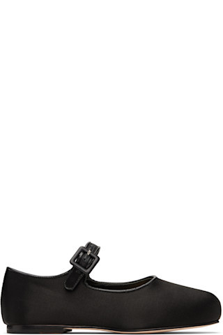 Sandy Liang - Black Mary Jane Pointe Ballerina Flats | SSENSE