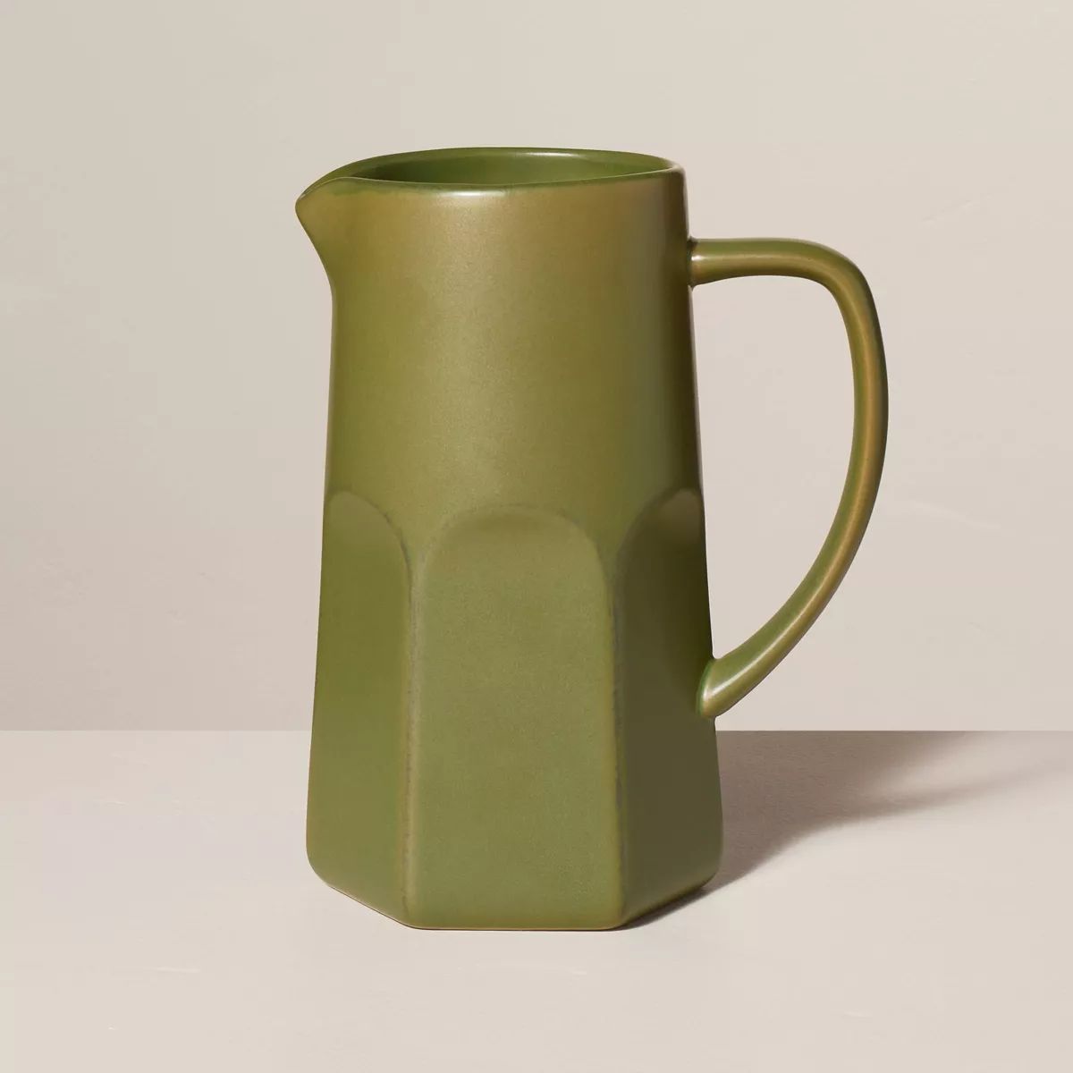 46oz Wide-Fluted Stoneware Beverage Pitcher Green - Hearth & Hand™ with Magnolia | Target