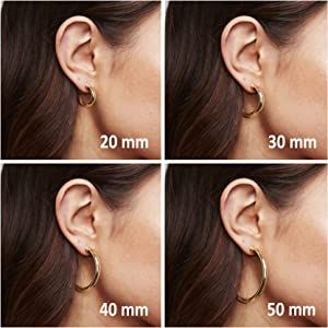 Amazon.com: Pavoi 14k Gold Hoop Earrings For Women 20mm | Thick Infinity Gold Hoops Women Earring... | Amazon (US)