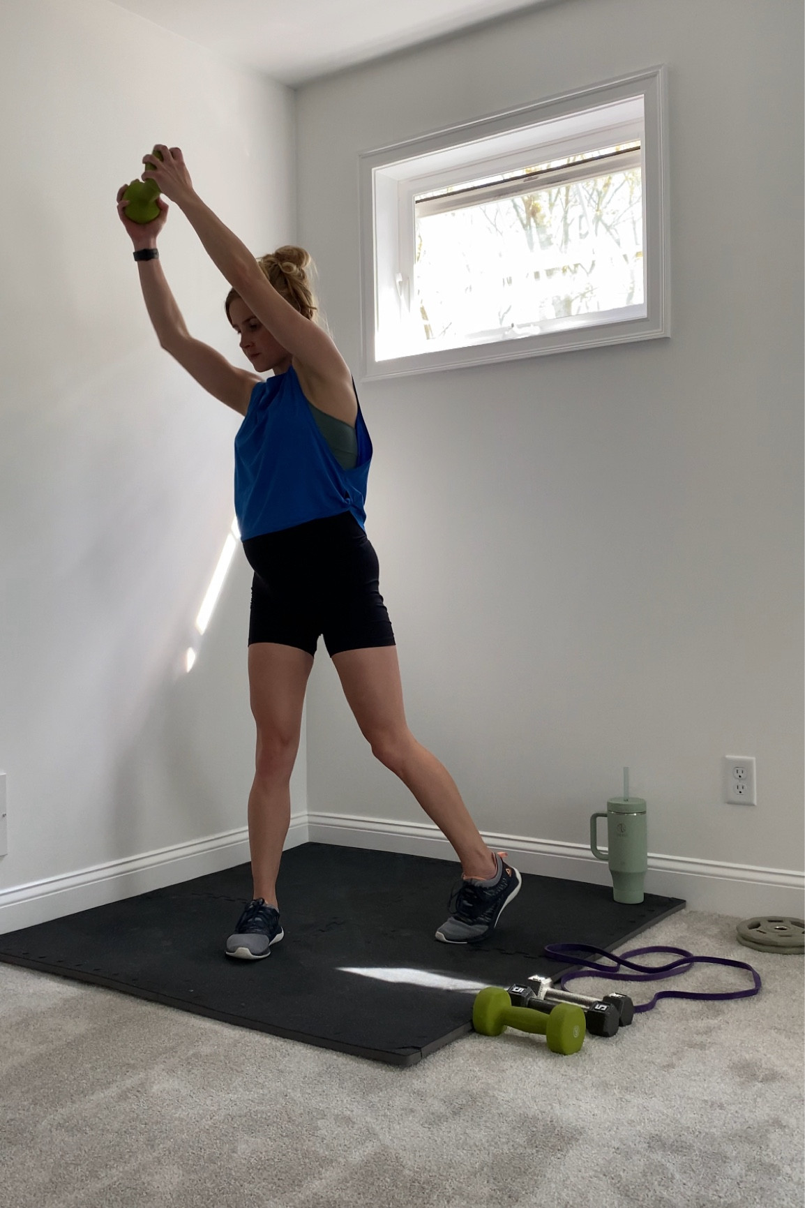 Bra — S (sized up) not maternity
Tank — M (sized up) not maternity
Shorts — XS not maternityy

#LTKActive #LTKFitness #LTKBump