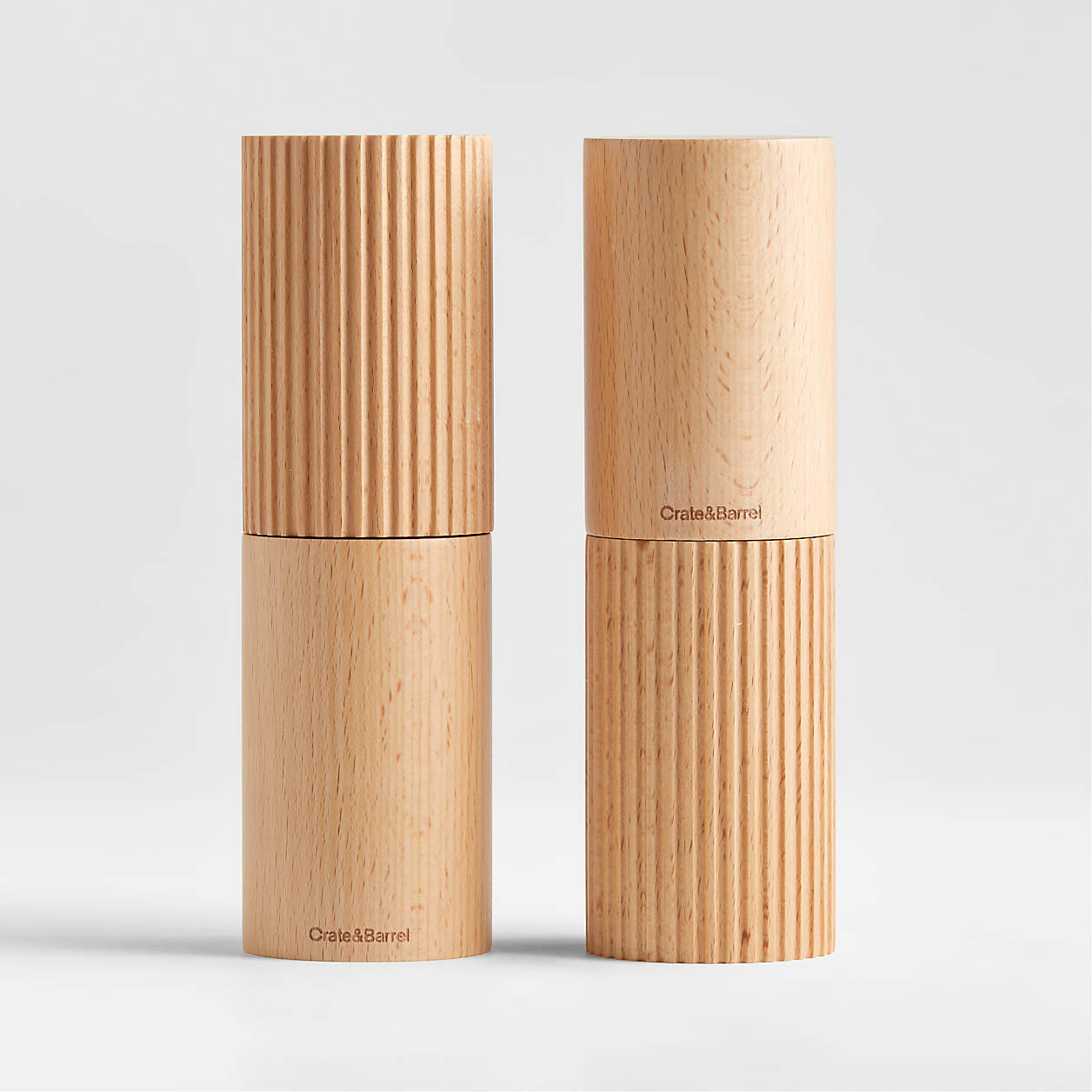 Crate & Barrel Hanno Fluted Salt & Pepper Mill Grinder Set + Reviews | Crate & Barrel | Crate & Barrel