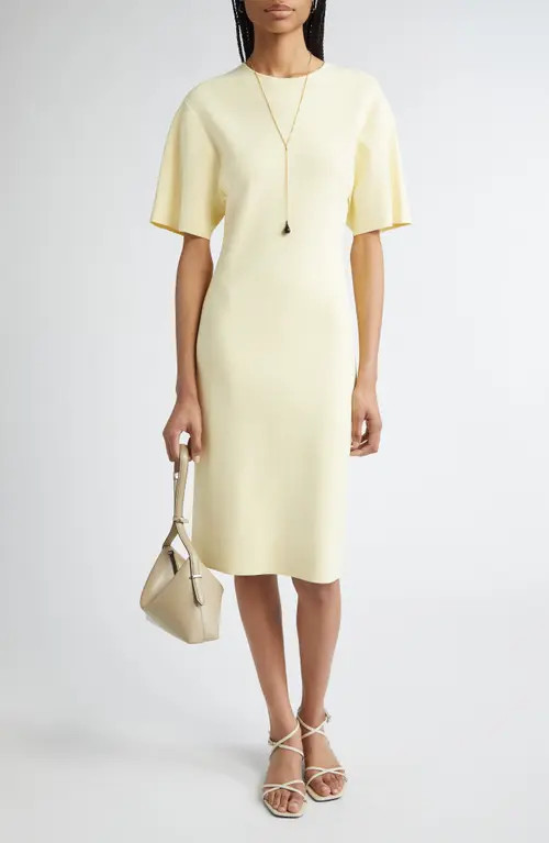 TOTEME Compact Jersey T-Shirt Dress in Straw at Nordstrom, Size X-Small | Nordstrom