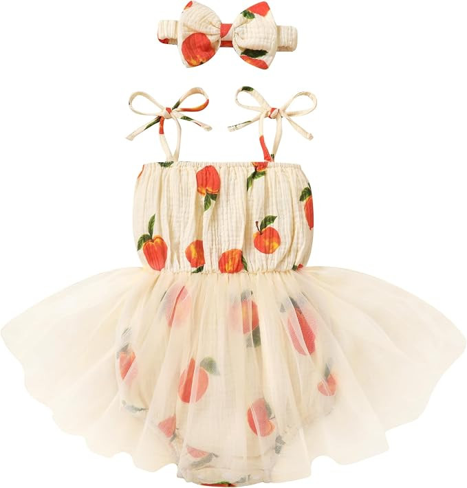 HAPPYMA Baby Girl Romper Clothes Infant Sleeveless Bodysuit Tulle Dress Toddler Summer Jumpsuit O... | Amazon (US)
