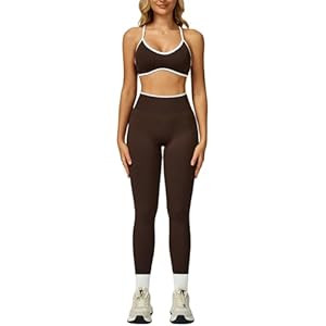 ABOCIW Womens 2 Piece Workout Sets Seamless Color Block Sports Bra Scrunch Butt Lifting High Wais... | Amazon (US)