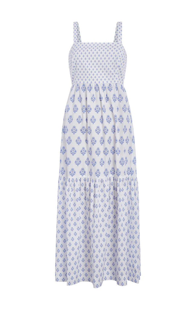 Stretch Cotton Empire Dress In Mixed Print | Etcetera