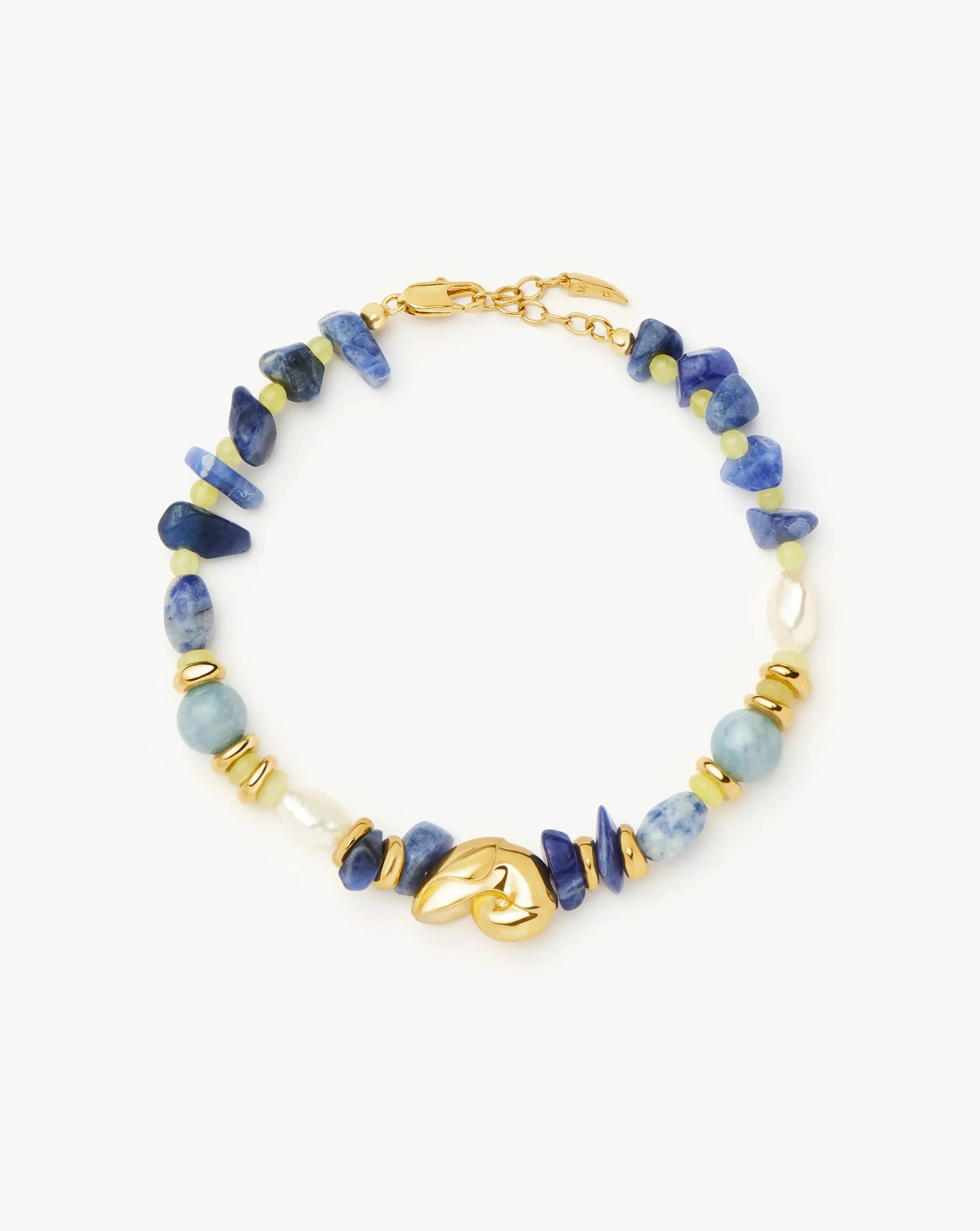 Shell Statement Multi Beaded Bracelet | Gold Plated /Multi Gemstone Bracelets | Missoma UK