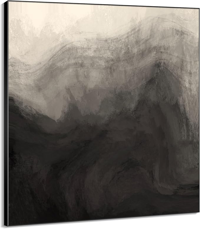 36"x36" Large Framed Wall Art - Monochrome Gray and Black Misty Mountains (Frame Assembly Require... | Amazon (US)