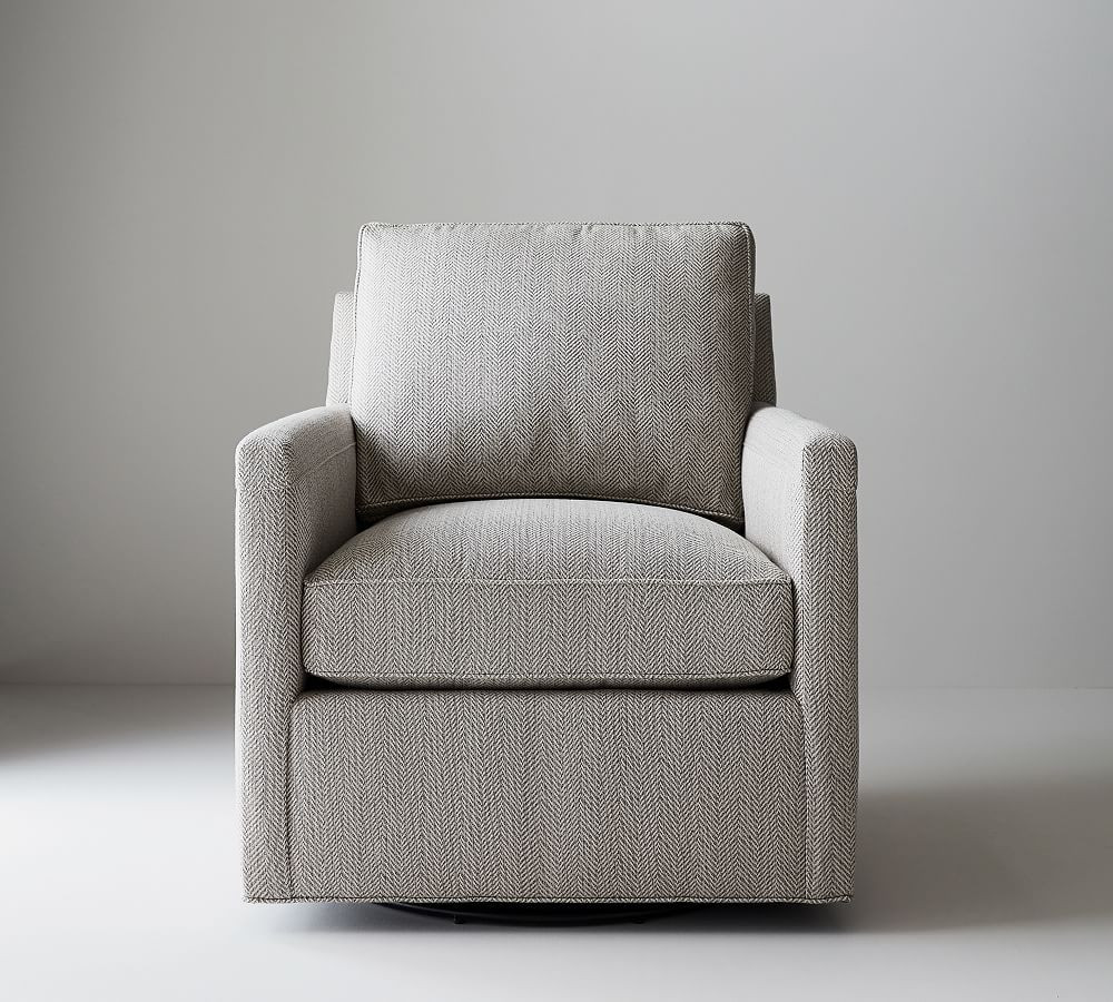Tyler Upholstered Square Arm Swivel Armchair | Pottery Barn (US)
