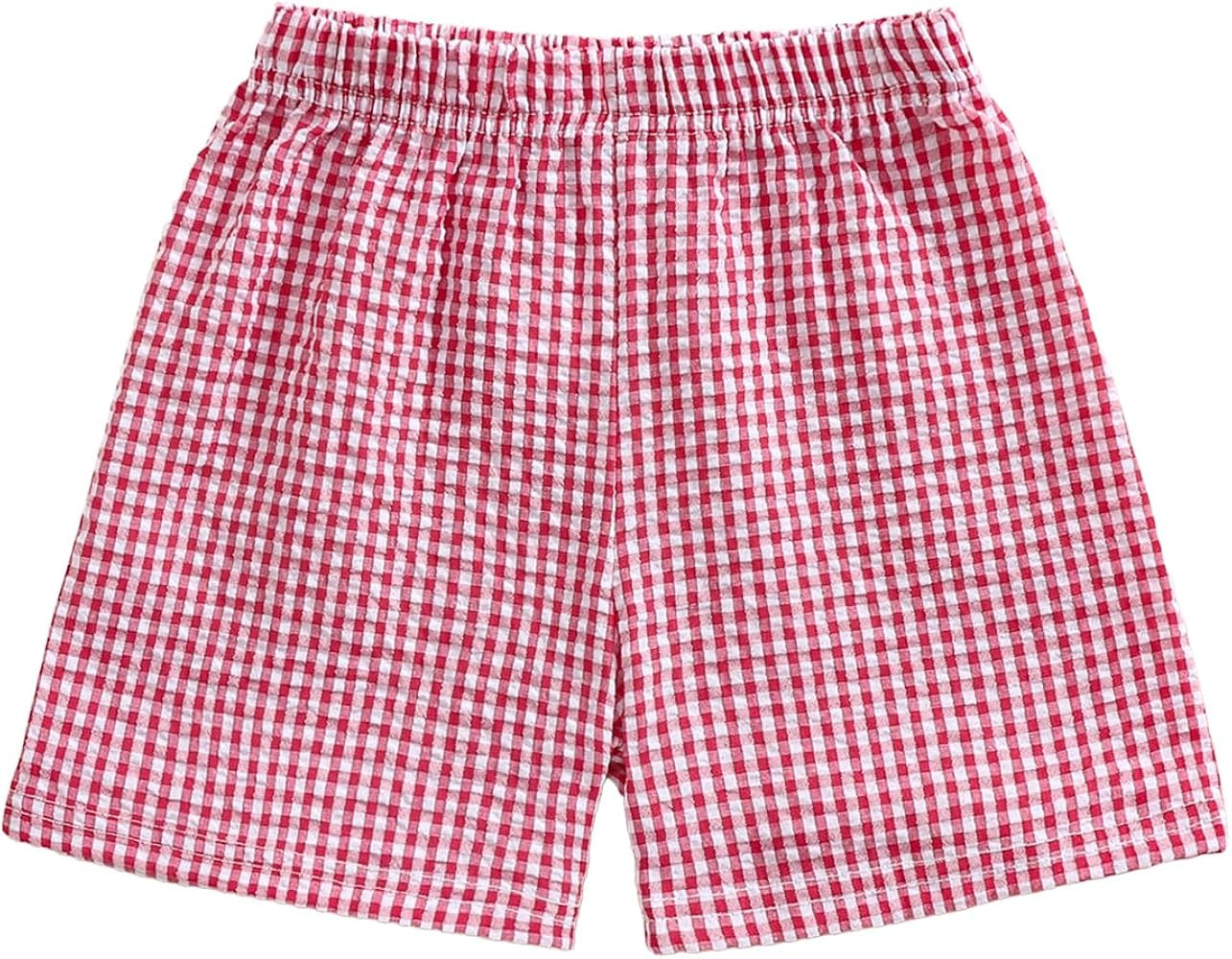 Karuedoo Toddler Baby Boy Girl Shorts Gingham Plaid/Seersucker Shorts Summer Casual Elastic Waist... | Amazon (US)