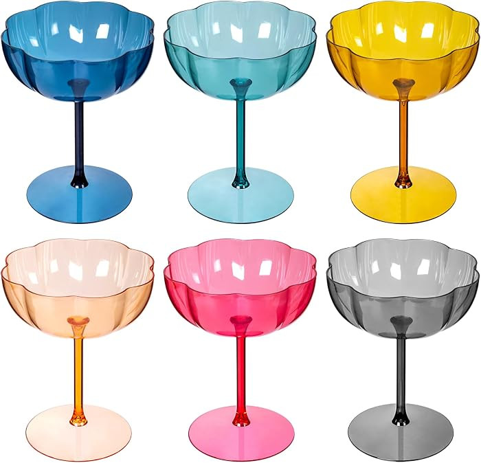 Ciaell 12PCS Plastic Martini Glasses - 10 Oz Colored Elegant Disposable Cocktail Glasses for Cham... | Amazon (US)