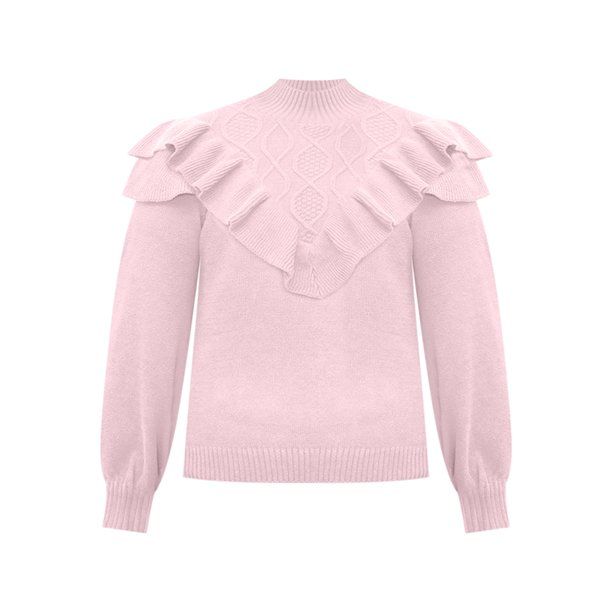 ELOQUII Elements Women's Plus Size Ruffle Yoke Sweater - Walmart.com | Walmart (US)