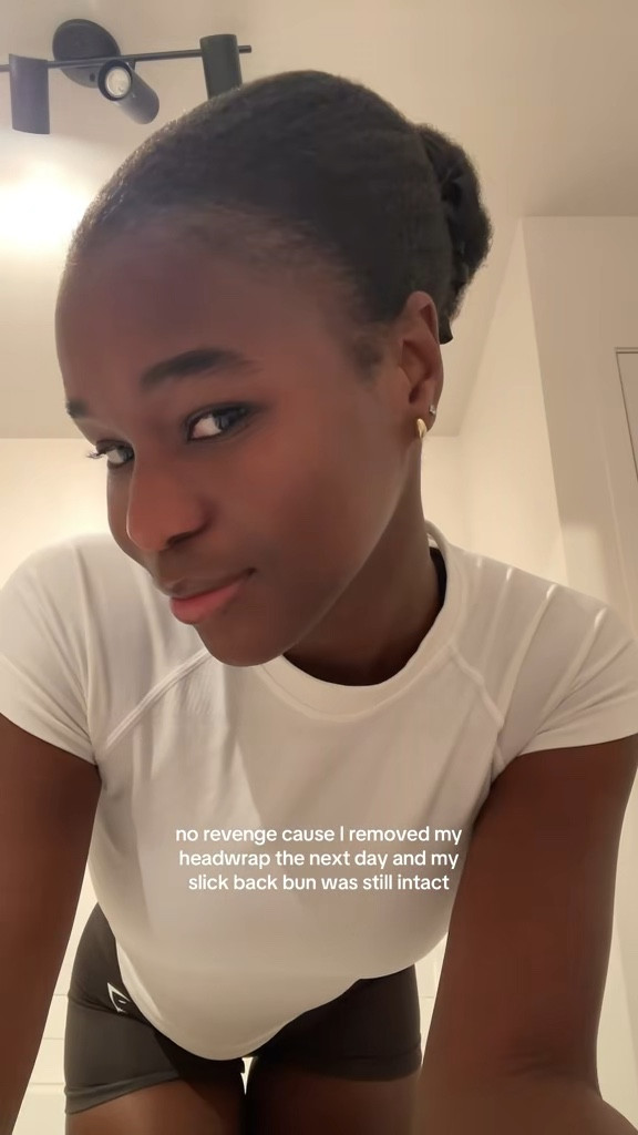 Slick back bun using Xtreme gel - wearing green Gymshark biker shorts and a white SHEIN workout top

#LTKbeauty #LTKfitness #LTKsale