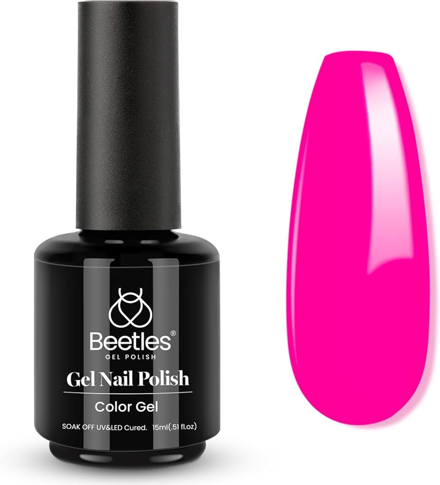 Beetles Neon Pink Gel Nail Polish 15ml 0.5oz Glow in the Dark Pink Gel Polish Soak Off Uv LED Nai... | Amazon (US)