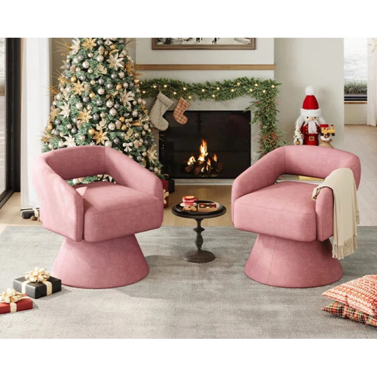 Modern Swivel Barrel Chair Set Of 2 | Wayfair North America