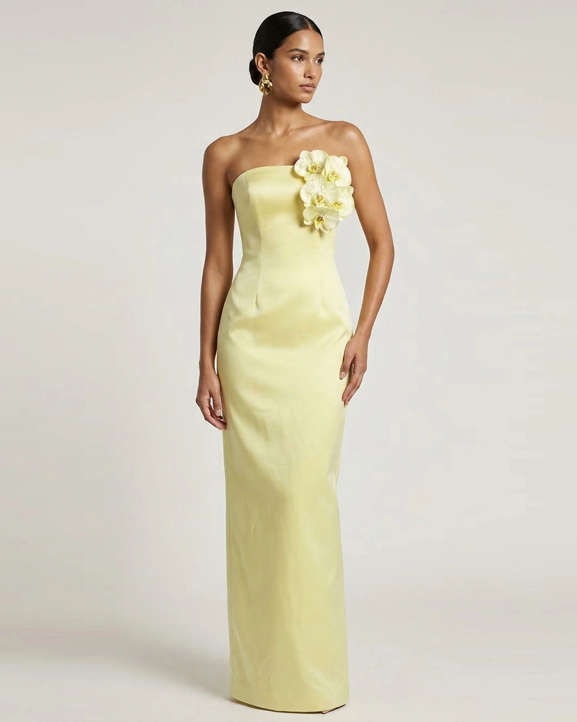 Orchid Embellished Strapless Maxi Dress - Yellow | JW PEI US