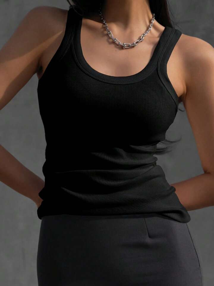DAZY Solid Ribbed Knit Tank Top | SHEIN