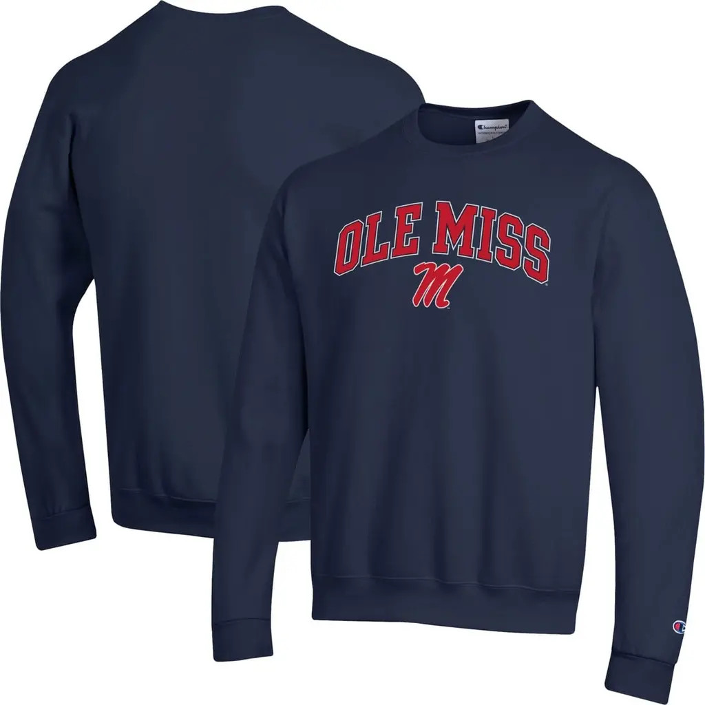 Men's Champion Navy Ole Miss Rebels Arch Over Logo Pullover Sweatshirt at Nordstrom, Size Medium | Nordstrom