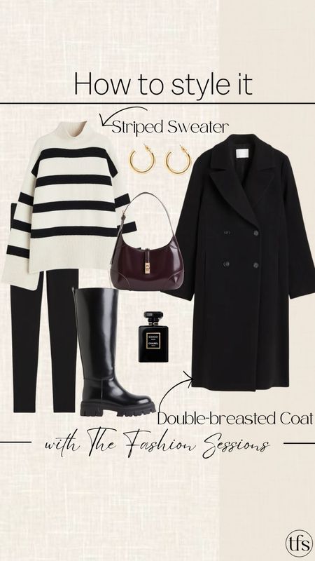 Fall Outfit | Striped Sweater | Double Breasted Coat | Knee High Boots |

#LTKworkwear #LTKstyletip #LTKover40