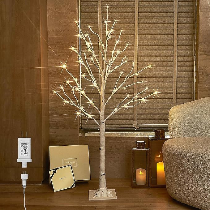 Hairui Lighted Birch Tree Plug in 4FT 72 LED White Twig Tree with Lights for Christmas Holiday We... | Amazon (US)