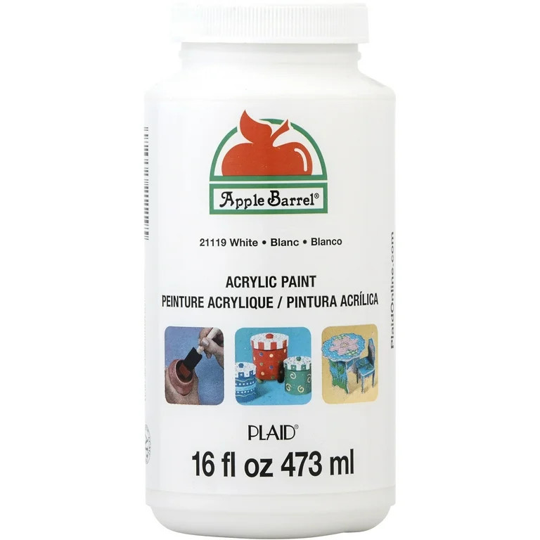 Apple Barrel 21119E Acrylic Craft Paint, Matte Finish, White, 16 fl oz | Walmart (US)