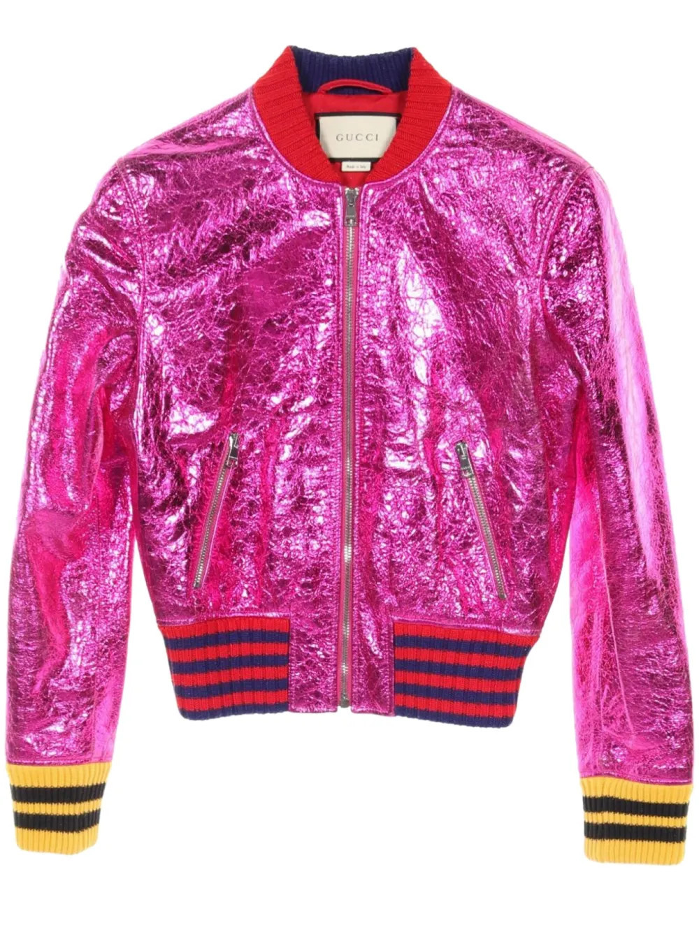 Gucci Pre-Owned 2000s metallic finish bomber jacket - Pink | Farfetch Global