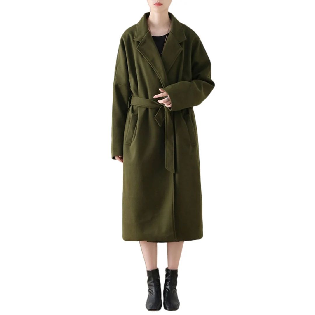 Street Style Long Wool Coat in Armygreenwarm Coat Women - Etsy | Etsy (US)