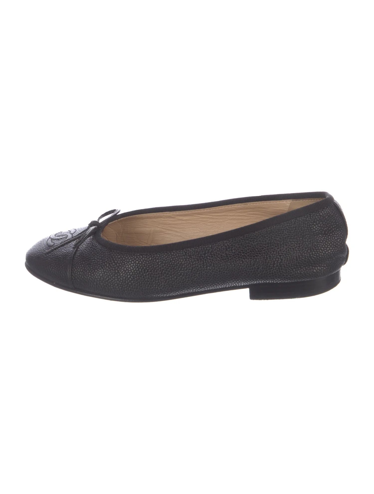 Interlocking CC Logo Leather Ballet Flats | The RealReal