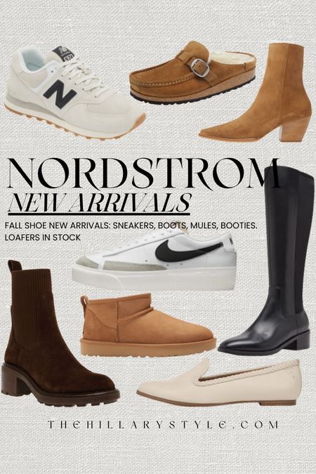 Nordstrom New Arrivals: New arrivals in fall shoes in stock at Nordstrom.
Sneakers, tennis shoes, boots, booties, mules, knee high boots, waterproof boots, ankle boots, Sherpa lined mules, loafers. Nike, New Balance, UGG, Birkenstock, Steve Madden.

#LTKstyletip #LTKshoecrush #LTKSeasonal