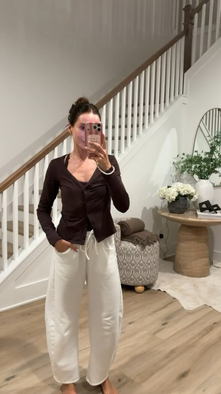Chocolate brown and cream is quickly becoming one of my favorite color combinations for fall. This fitted cardigan has such a flattering neckline, and I love the contrast with the relaxed drawstring pants for an outfit that feels comfortable but still pulled together.

chocolate brown cardigan, cream pants, fall outfit, cardigan outfit, drawstring pants, neutral fall outfit, transitional style, casual fall fashion, brown outfit, everyday style, annabrstyle

#LTKootd #LTKActive #LTKOver40