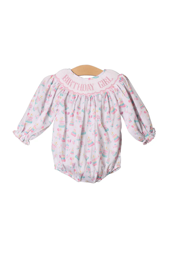 Smocked Birthday Girl Long Sleeve Bubble | The Smocked Flamingo