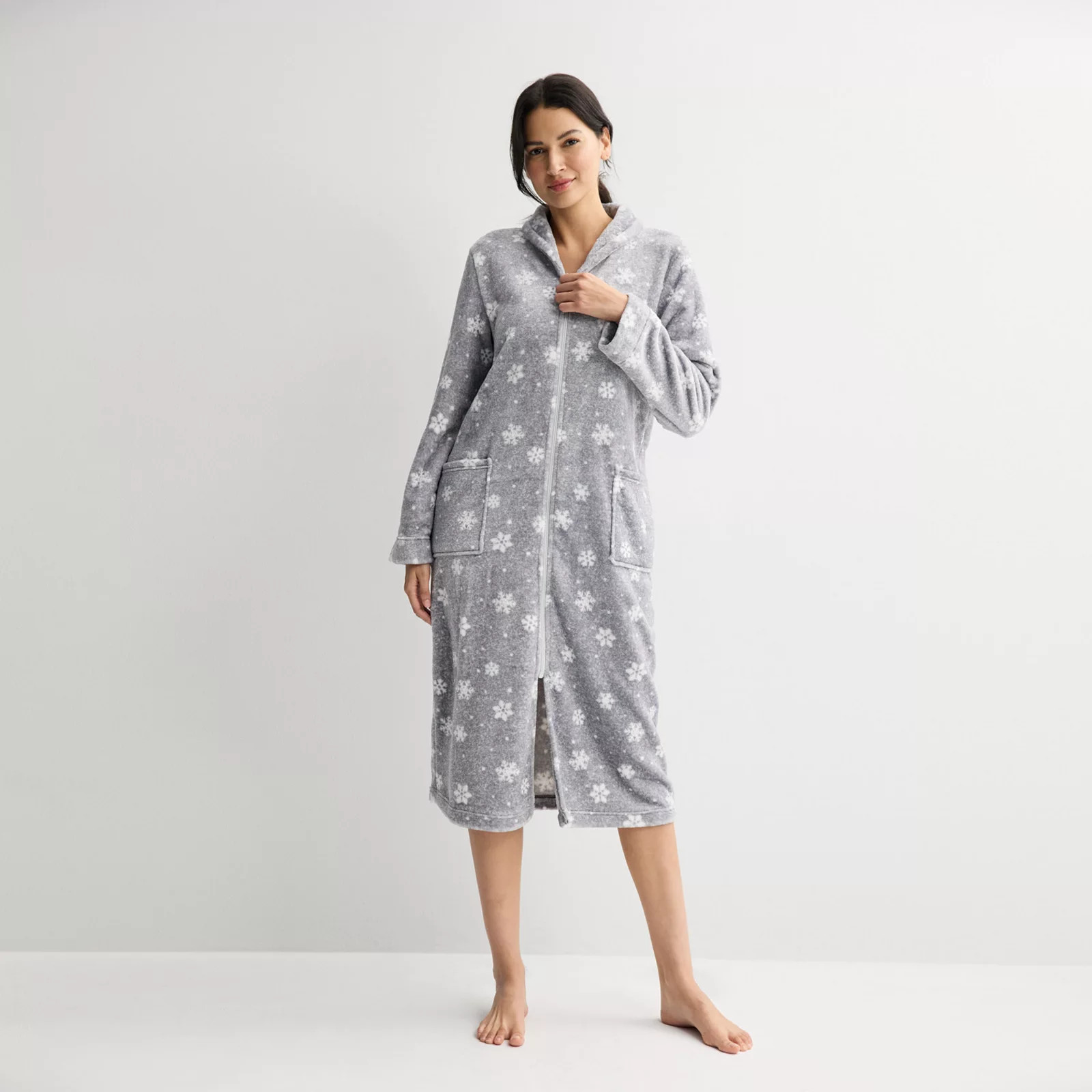 Women's Croft & Barrow® Long Plush Sleep Robe, Size: XXL, Dancing Flakes | Kohl's