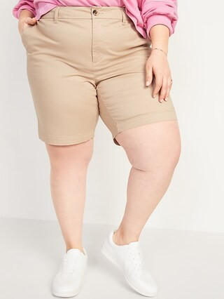 High-Waisted Twill Plus-Size Everyday Shorts -- 9-inch inseam | Old Navy (US)