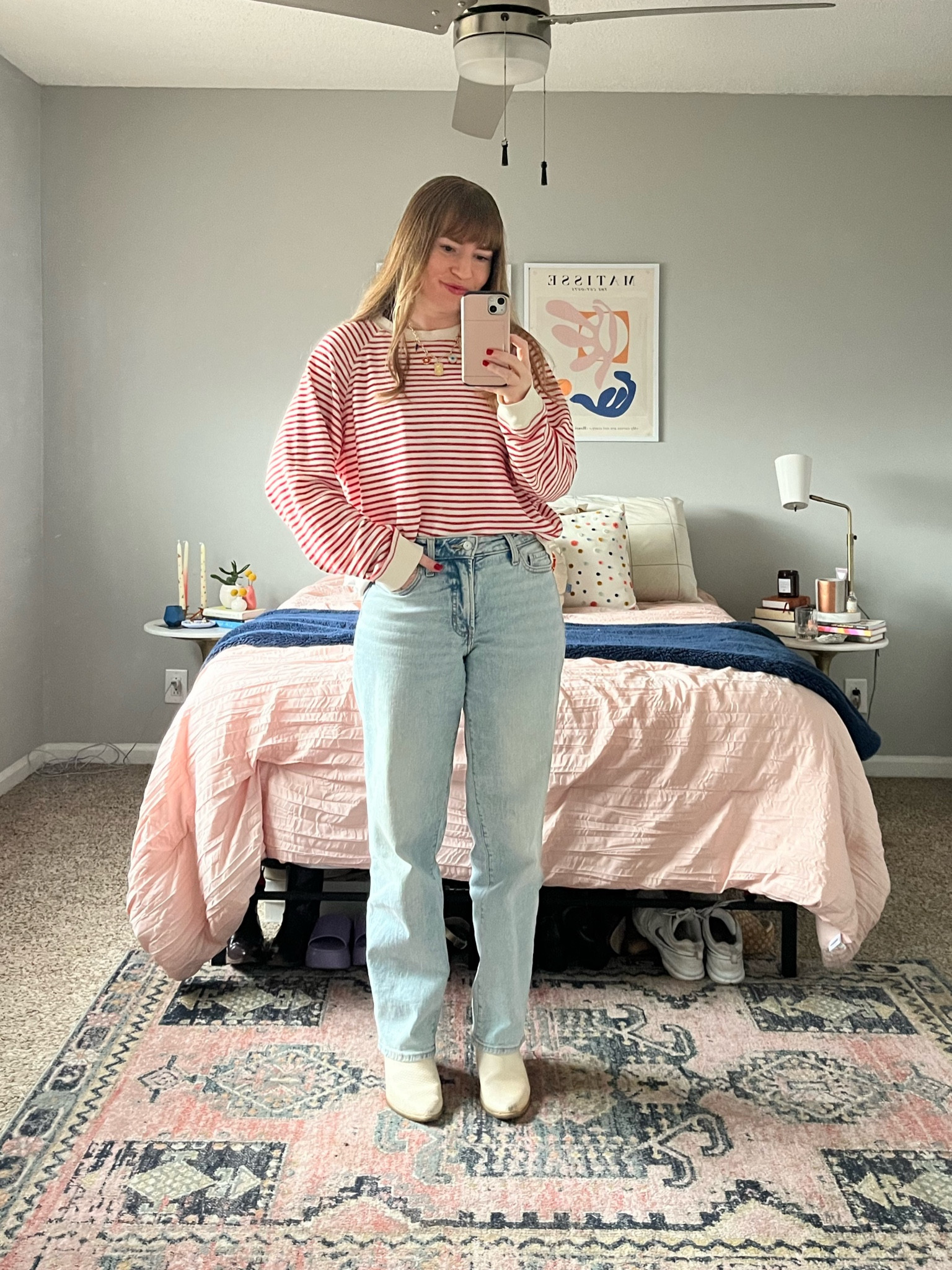 comfy + cozy for a chilly monday in Bham 🍒 linking these jeans (under $25 and a recent fave) + similar sweaters! 