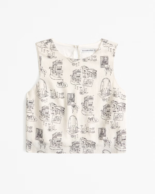 Women's Linen-Blend High-Neck Set Top | Women's Tops | Abercrombie.com | Abercrombie & Fitch (US)