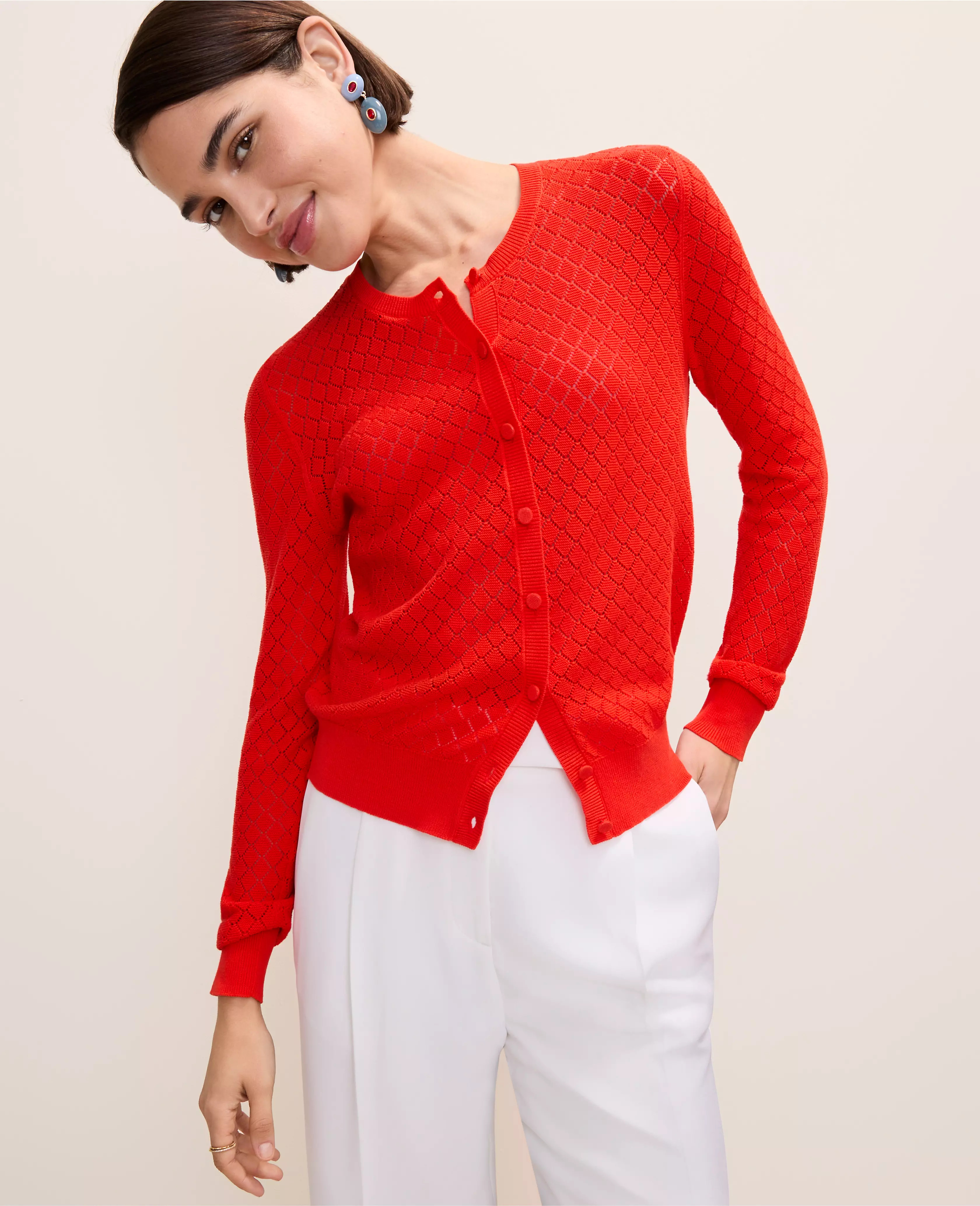 Pointelle Stitch Ann Cardigan | Ann Taylor