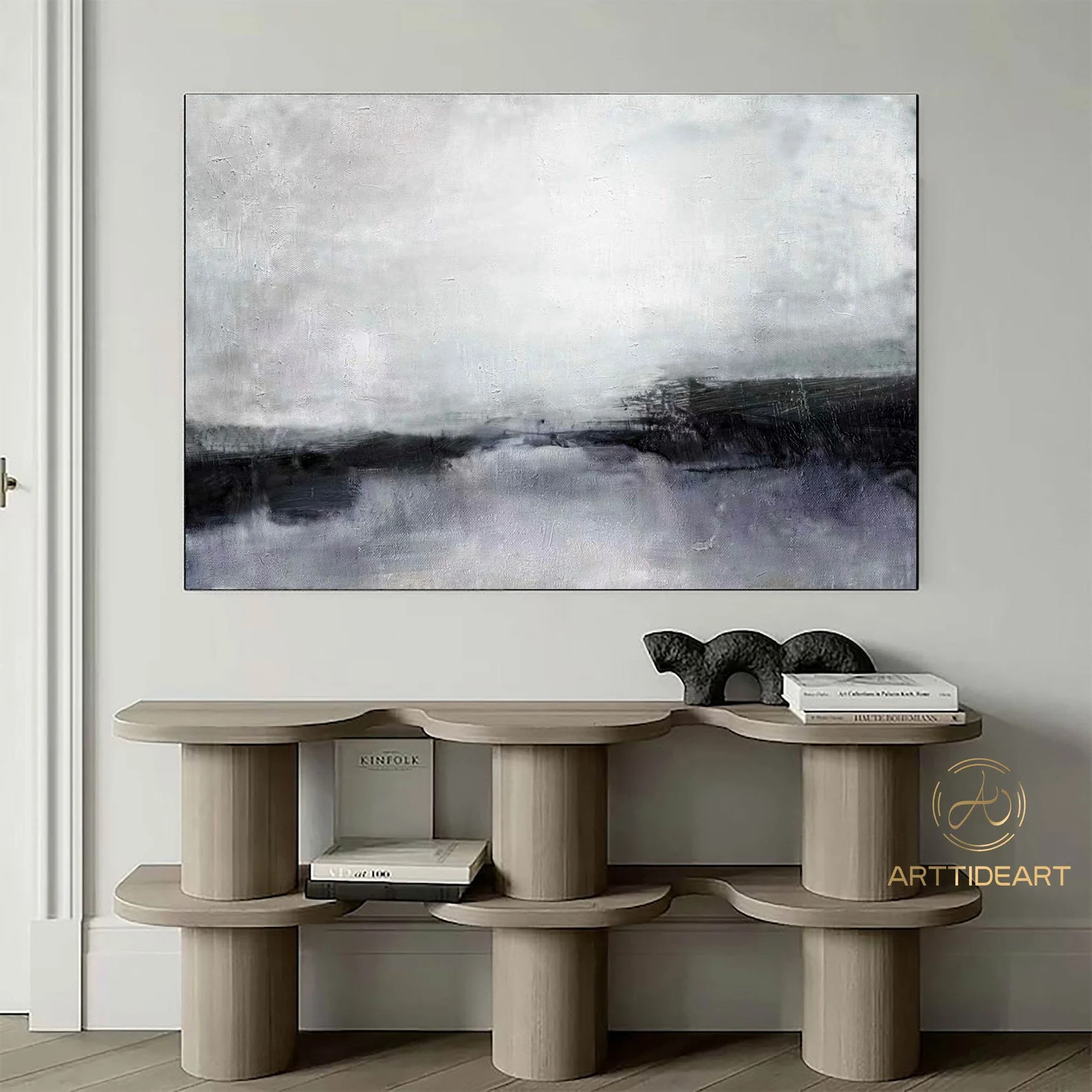 Large Black Wall Art Black and White Abstract Line Painting Modern Textured Painting Large Black ... | Etsy (CAD)