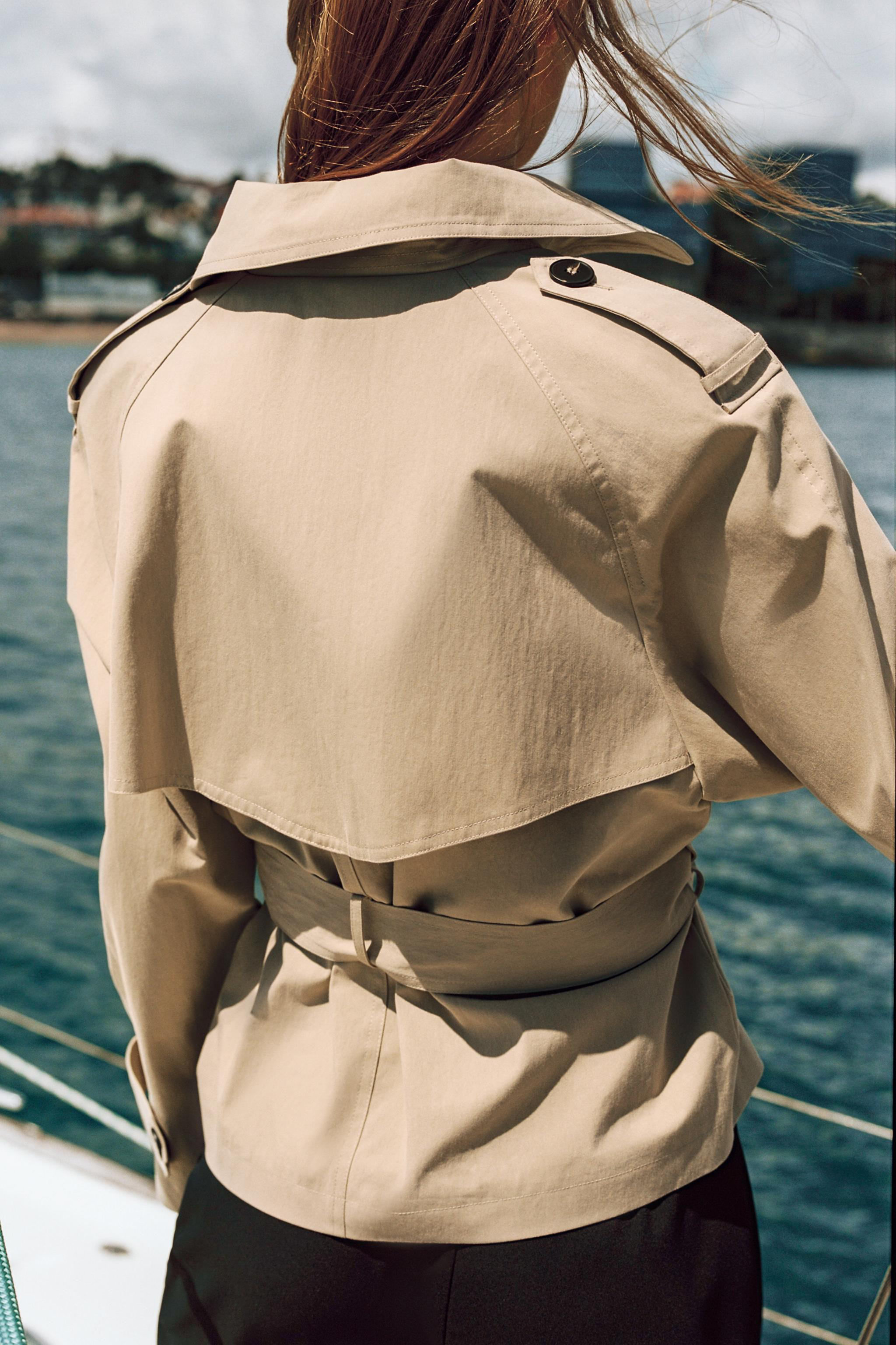 SHORT TRENCH COAT WITH SHOULDER PADS AND BELT | Zara UK