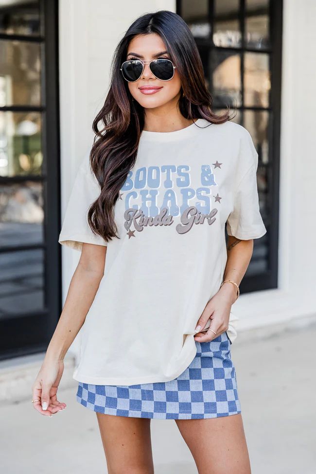 Boots and Chaps Kinda Girl Ivory Oversized Graphic Tee | Pink Lily