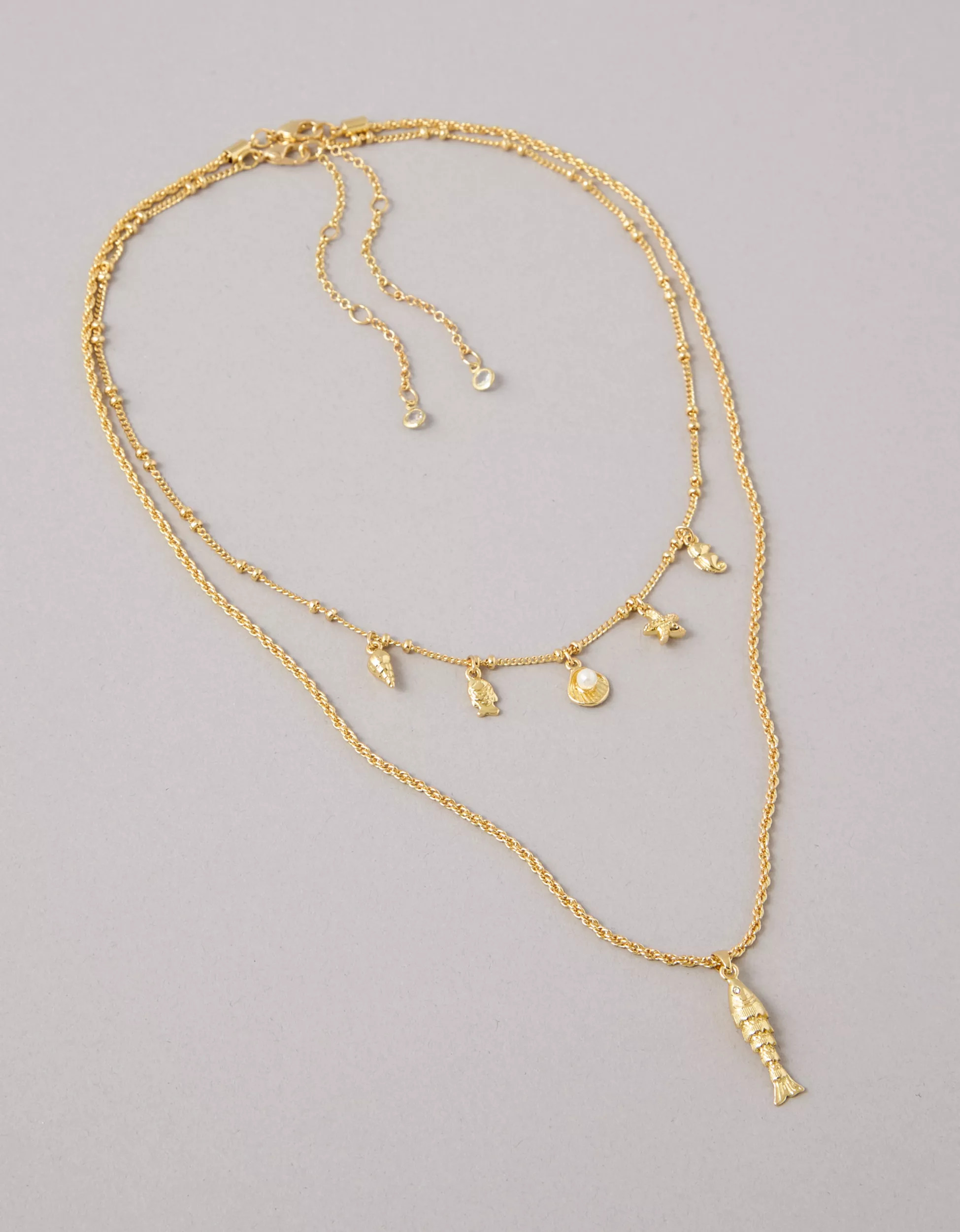 AEO Sardine Charm Necklace 2-Pack | American Eagle Outfitters (US & CA)