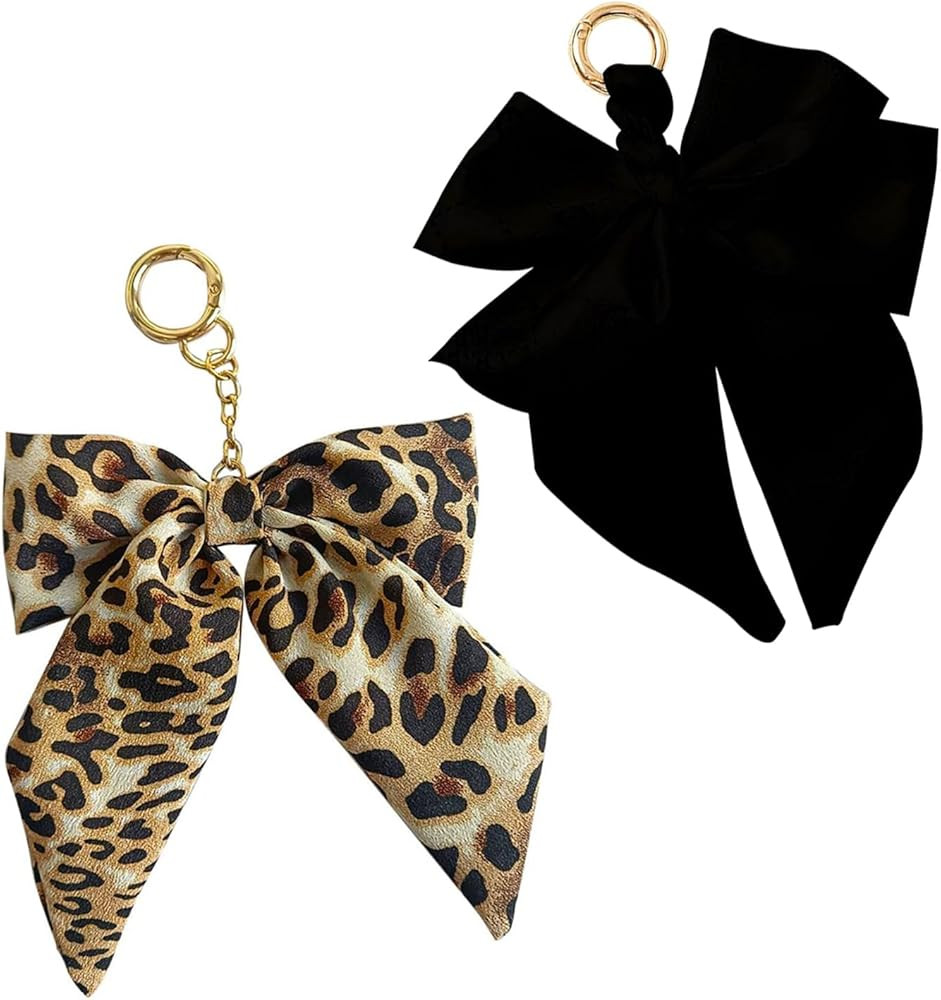 2 PCS Bow Bag Charms for Purse Handbags Cute Black Leopard Bow Bag Accessories Keychain Purse Cha... | Amazon (US)