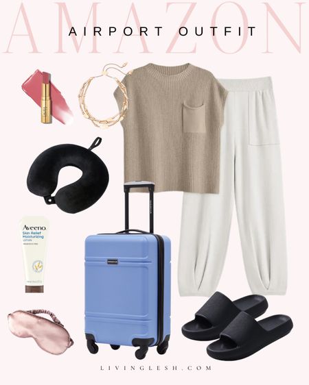 Amazon fashion | Amazon outfit | Amazon find | Travel outfit | Airport outfit | Matching set | Carry on | Slide sandals | Eye mask | Neck pillow

#LTKstyletip #LTKtravel #LTKfindsunder50