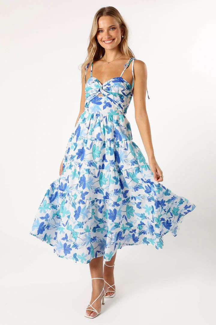 Lulu Cut Out Maxi Dress - Blue Floral, Spring Floral Outfit, Womens Casual OOTD, Beach Style | Petal & Pup (US)