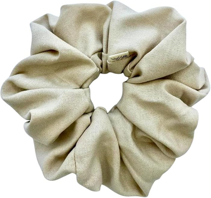 Handmade Oversized Linen Scrunchie \u2013 100% Natural Linen in Dusty Pink, Blue, Sand or Yellow ... | Amazon (US)