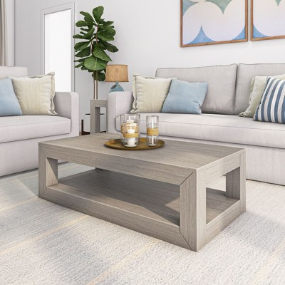 Plank+Beam Solid Wood Modern Coffee Table with Storage Shelf, 48" Rectangular Coffee Table for Living Room | Target