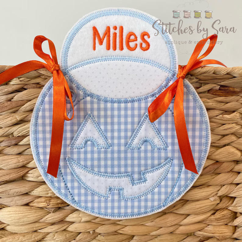Halloween Jack-o’-lantern Basket Tag for Boys, Monogrammed, Boo Basket Tag - Etsy | Etsy (US)