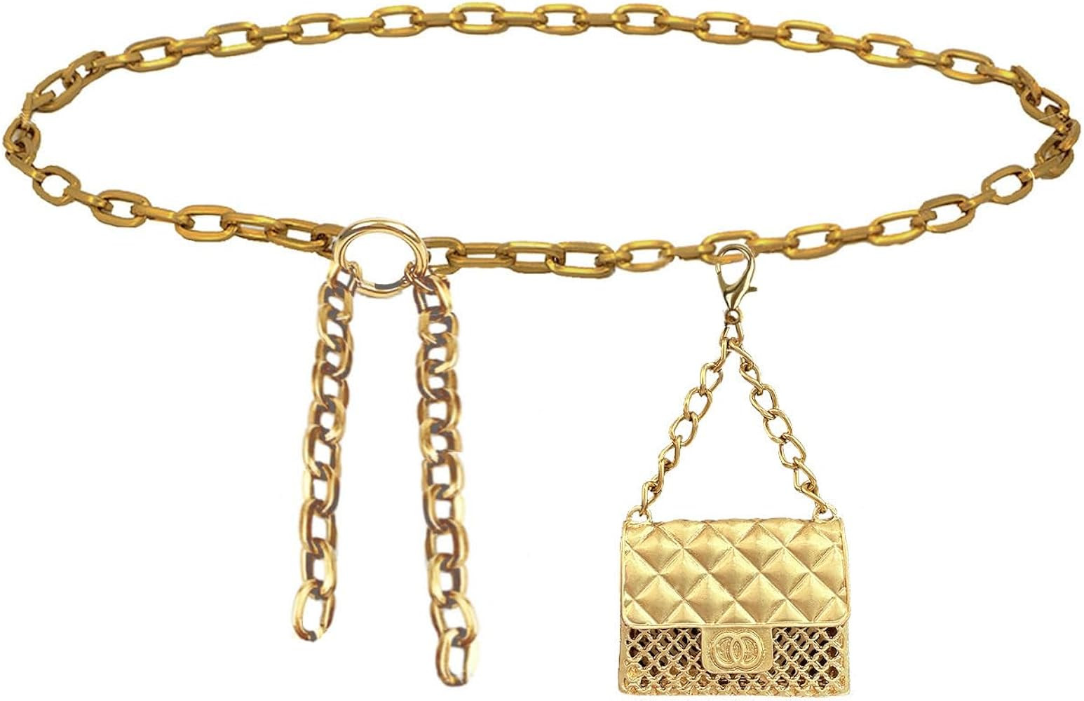 Gold Purse Belt Fashion Fanny Pack for Women Waist Purse Mini Chain Belt Bag for Dresses Jeans | Amazon (US)