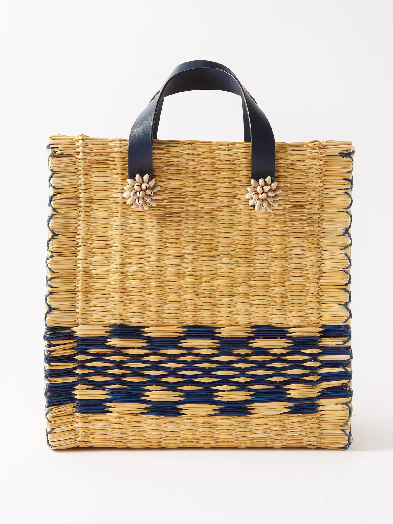 Chacha shell-embellished raffia tote bag | Matches (US)