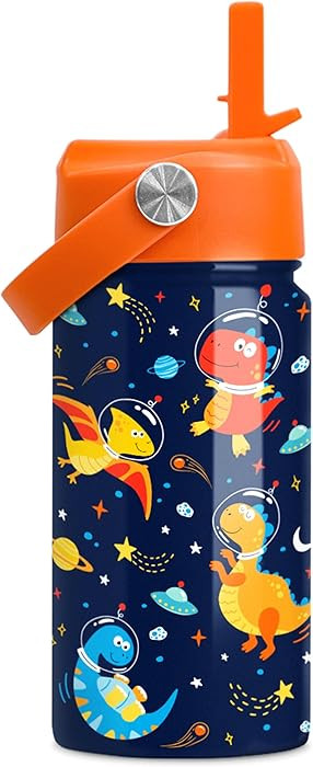 Kids Water Bottle with Straw Lid - 12 Oz Insulated Stainless Steel Dinosaur Water Bottles for Kid... | Amazon (US)