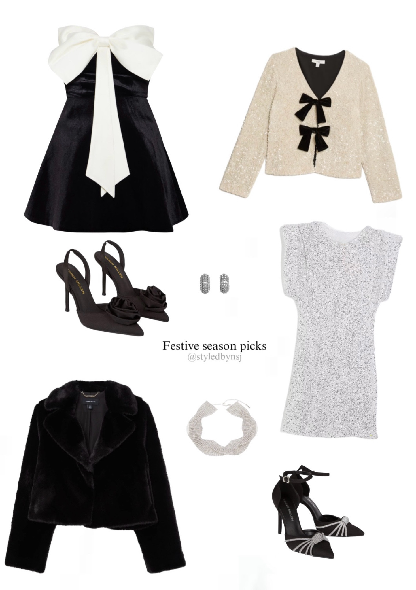 Festive season is here, and it's all about sparkle and elegance! ✨ From statement bows to sequins and faux fur, these pieces are perfect for holiday parties and winter gatherings.  #HolidayStyle #FestiveFashion #WinterOutfitInspo #LTKHoliday #StyledByNSJ 

#LTKwinter #LTKpartywear #LTKuk