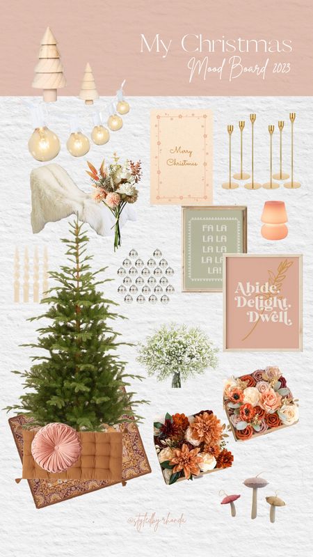 my holiday mood board for this year!! i love to decorate with items that suit my current aesthetic, and these items do just that! stay tuned to see my space come together these next few weeks! 🎄💗
 
IG & TikTok: @styledby.rhonda 
Pinterest: @styledbyrhonda 

#LTKhome #LTKHoliday #LTKSeasonal